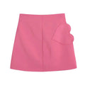 Spring New Love Decoration Silk Satin Texture Miniskirt Ladies  Short Skirt Sweet