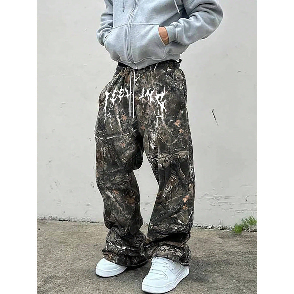 New Stylish Casual Pants With A Branch-pattern Print
