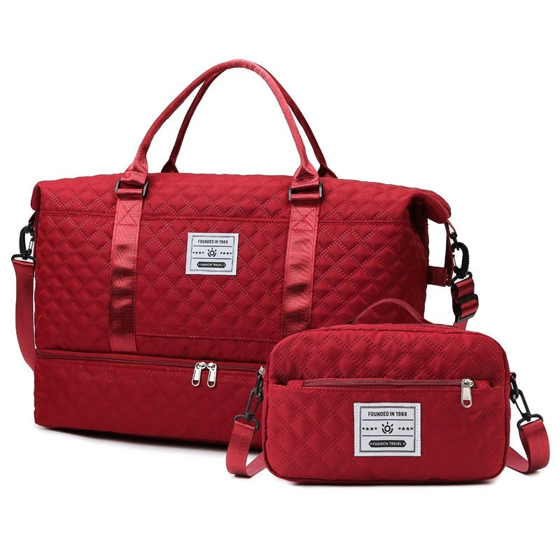 Bolso bandolera de viaje de gran capacidad con asa bordada y acolchado