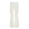 Pantalones de malla en capas con volantes para mujer