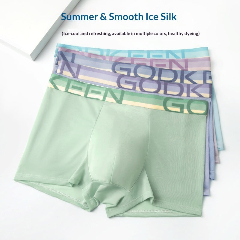 Ropa interior de seda helada para hombre, fresca, cómoda y transpirable para el verano.