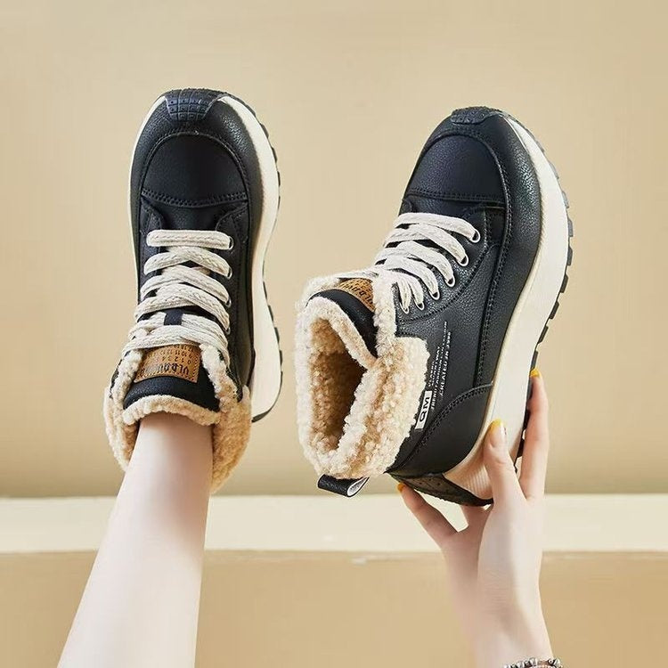Zapatos altos de algodón con suela gruesa: zapatillas estilo papá para el invierno