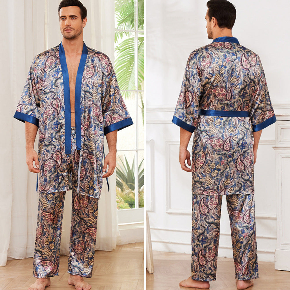 Pijama fino de manga larga para hombre de otoño