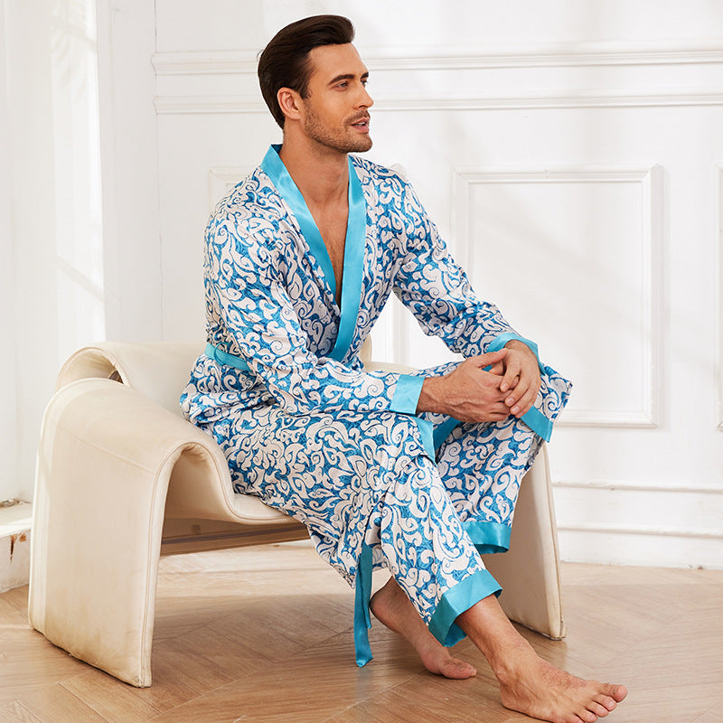 Pijama fino de manga larga para hombre de otoño