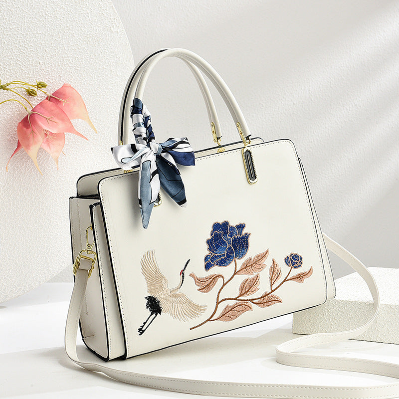 Bolso bandolera para mujer, nuevo, estilo chino, con bordado de grullas y estilo nacional.