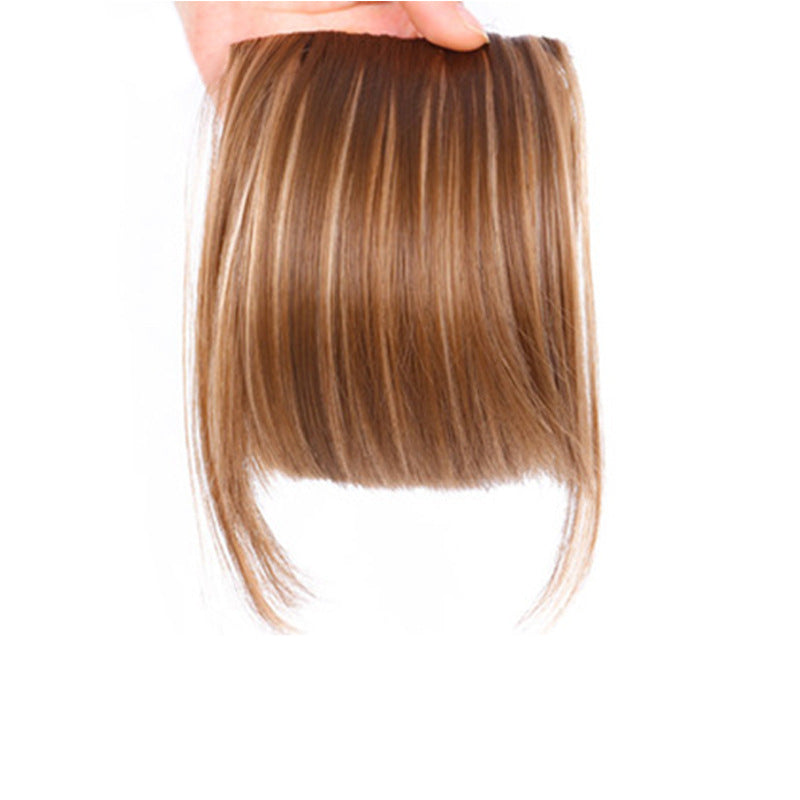Peluca sintética de estilo europeo y americano con flequillo lateral y pinzas para el pelo para mujer.