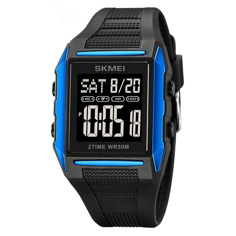 Reloj deportivo electrónico cuadrado, ligero, resistente al agua y luminoso: una opción clásica y elegante.