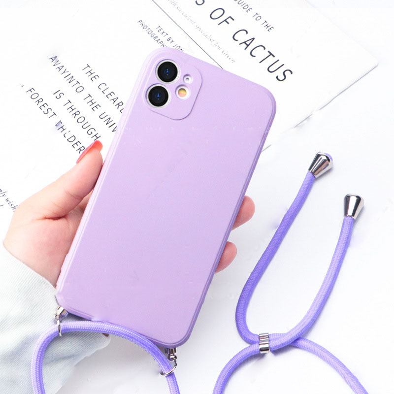 Funda para teléfono con cordón de silicona líquida, creativa y sencilla