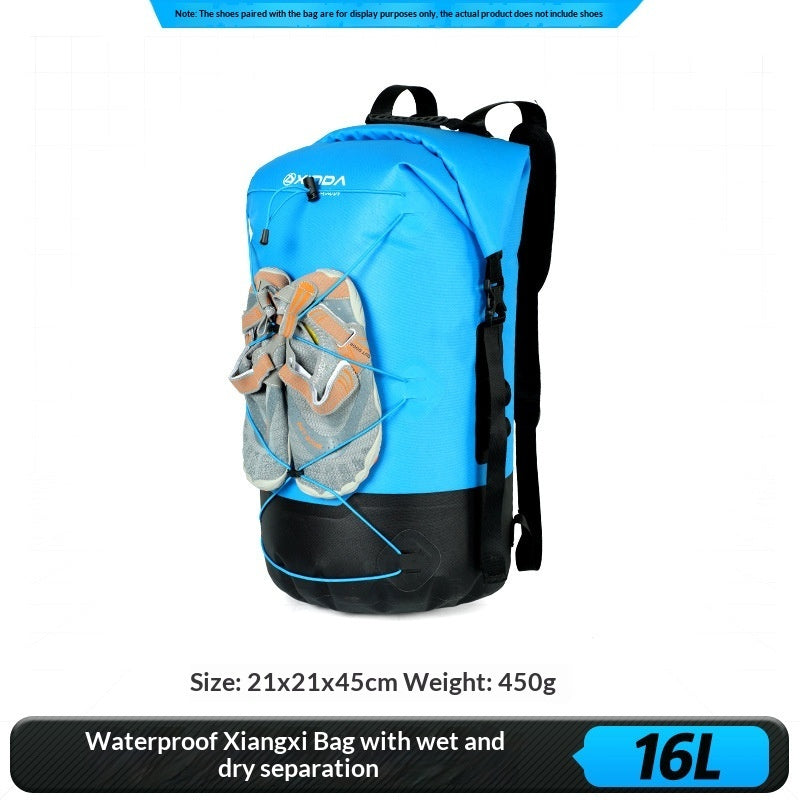Mochila impermeable IPX7 para exteriores con separación de humedad y humedad