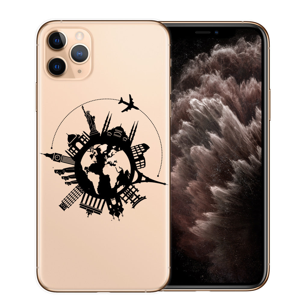 Funda de silicona transparente para teléfono con diseño de mapa de moda