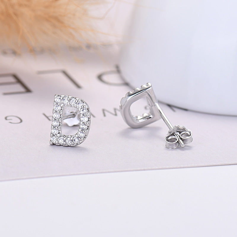 26-letter Zircon Earrings  Uppercase Letters
