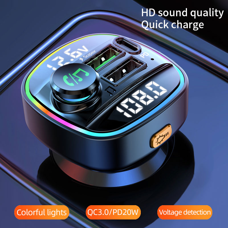 Transmisor FM Bluetooth 5.0, modulador de radio manos libres para coche, reproductor MP3