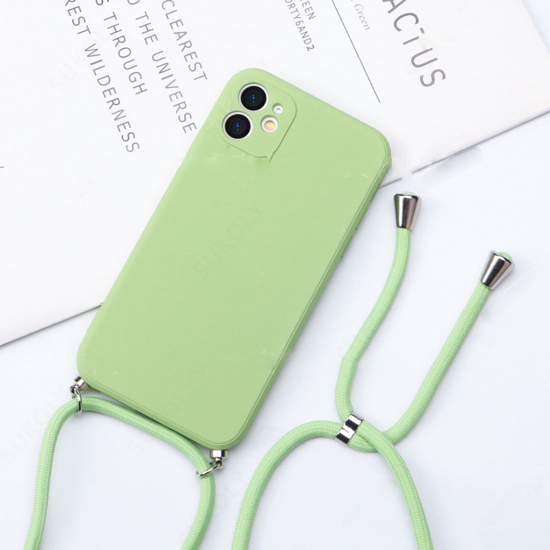 Funda para teléfono con cordón de silicona líquida, creativa y sencilla