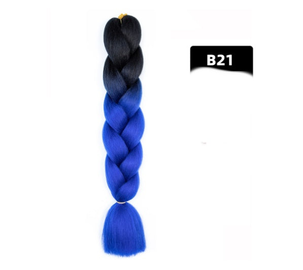 Peluca de seda africana de alta temperatura con fibra química y trenza grande en color degradado