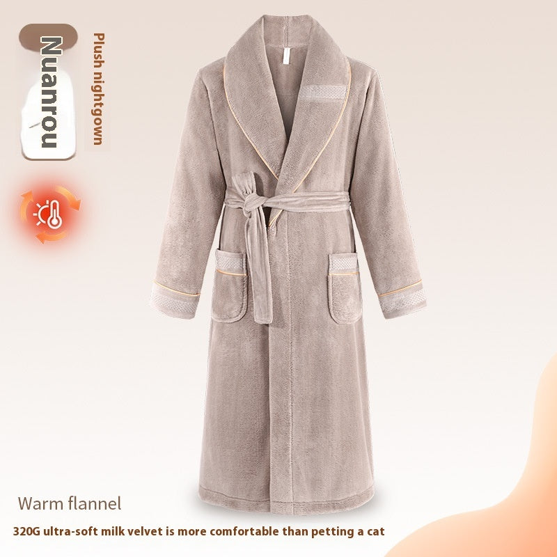 Pijama de invierno para hombre, de talla grande, con forro polar y fibra de leche, de longitud media