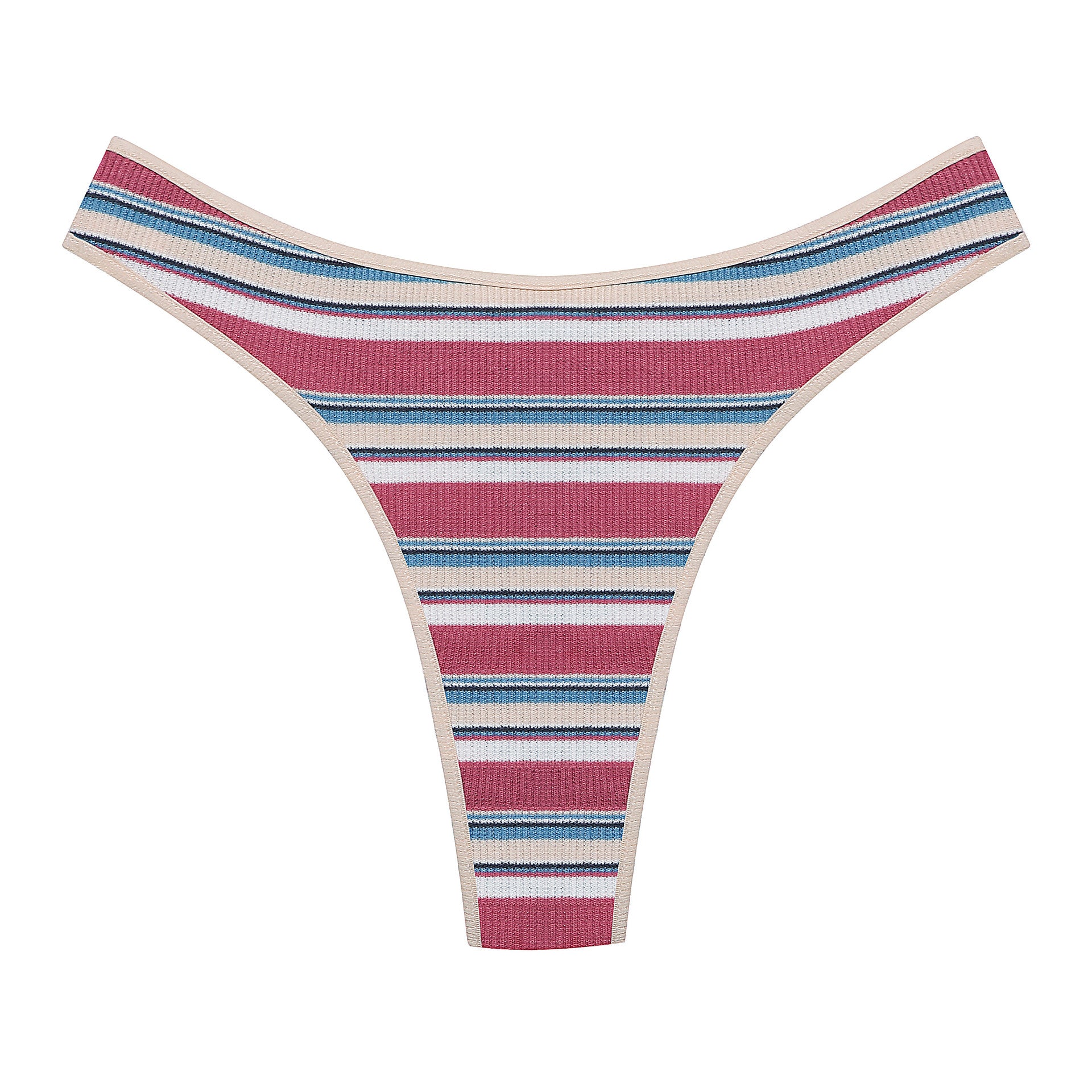 Ladies Thong Striped Stitching Color Panties New Cotton
