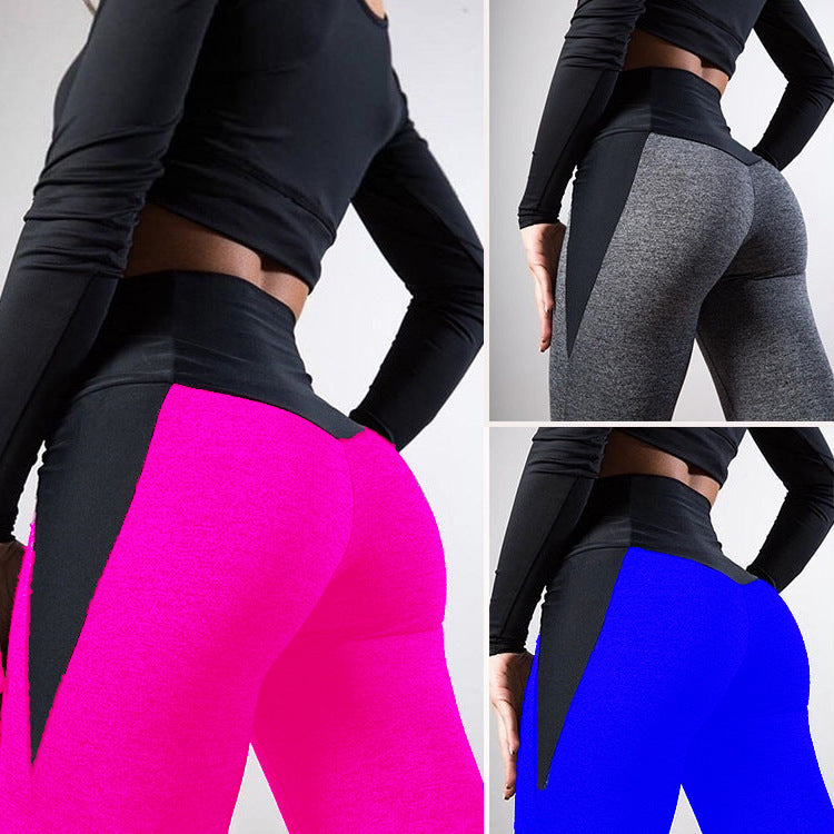Leggings deportivos de yoga con colores contrastantes y empalmados