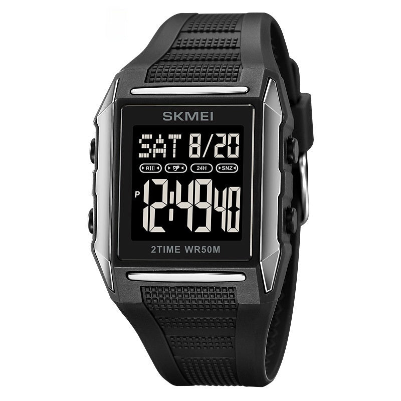 Reloj deportivo electrónico cuadrado, ligero, resistente al agua y luminoso: una opción clásica y elegante.
