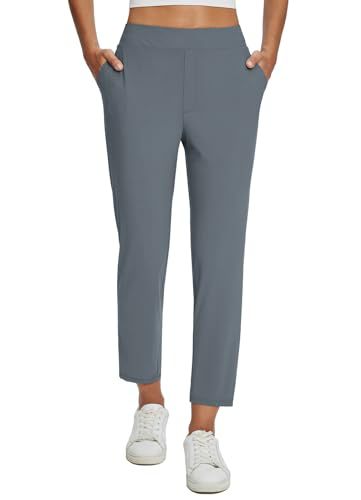 Pantalones casuales con cintura elástica y bolsillos con cremallera para mujer