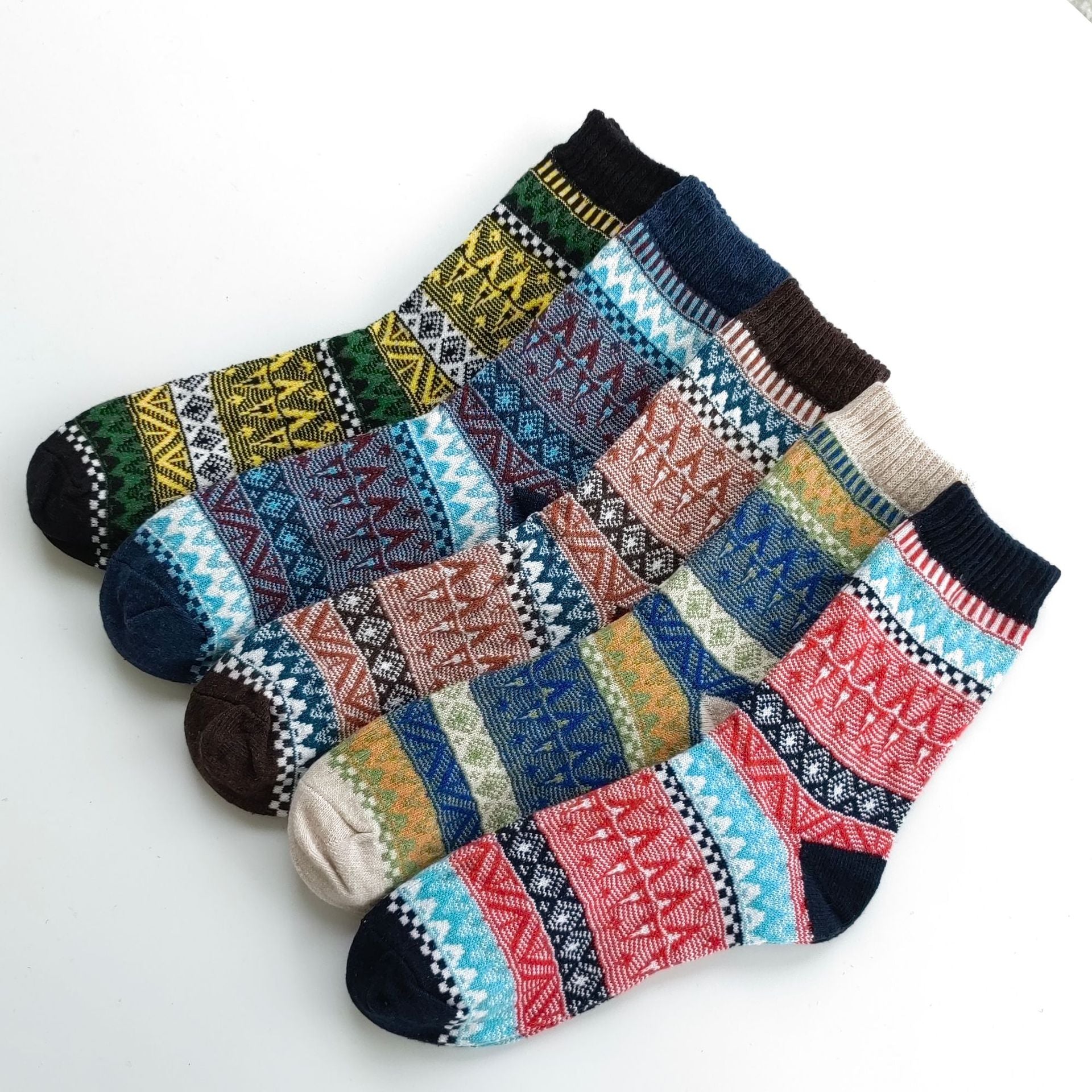 Calcetines de hombre de lana estilo étnico vintage para invierno
