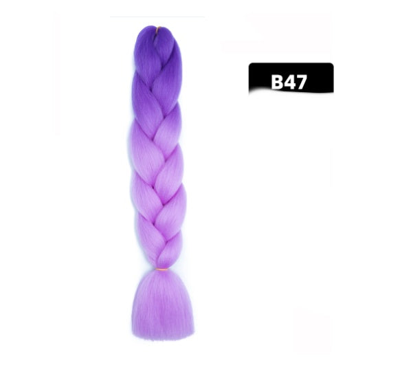 Peluca de seda africana de alta temperatura con fibra química y trenza grande en color degradado