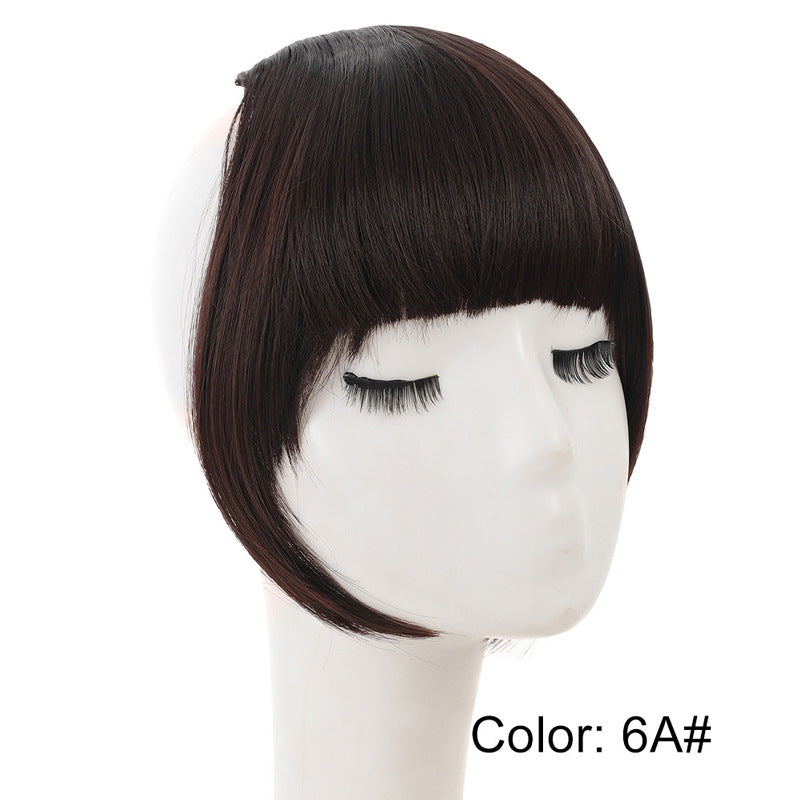 Peluca sintética de estilo europeo y americano con flequillo lateral y pinzas para el pelo para mujer.