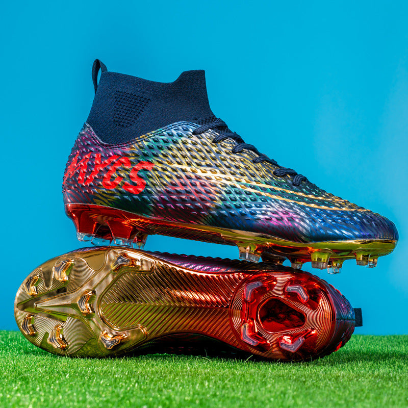 Zapatos de fútbol de caña alta con suela dorada para entrenamiento al aire libre para hombre