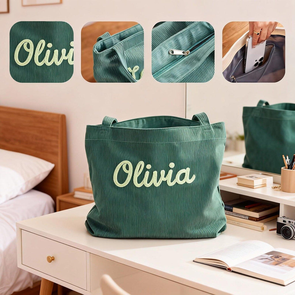 Bolso de mano informal de pana para mujer, moderno, minimalista y a la moda.