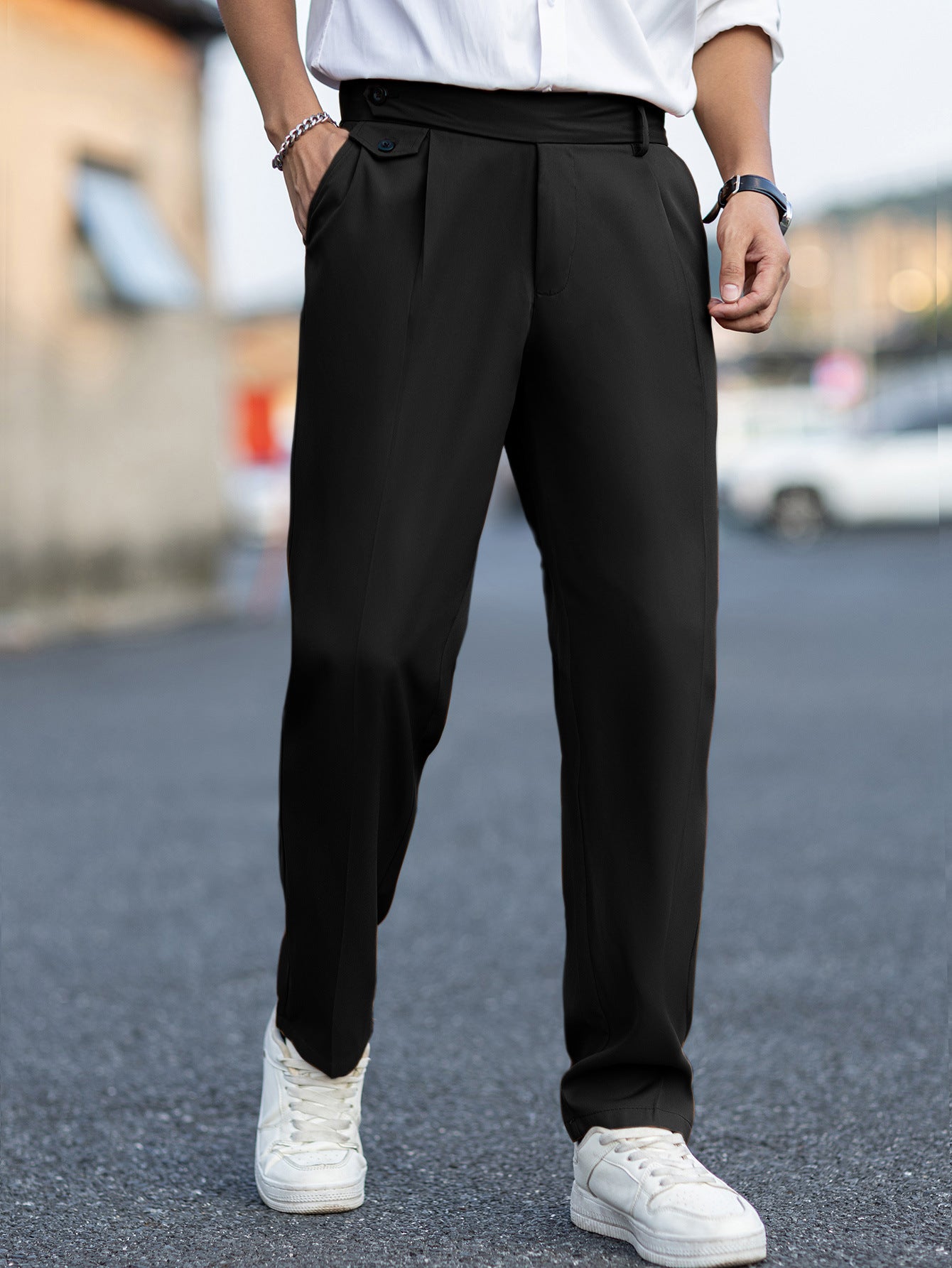 Pantalones rectos casuales, versátiles y elegantes para hombre