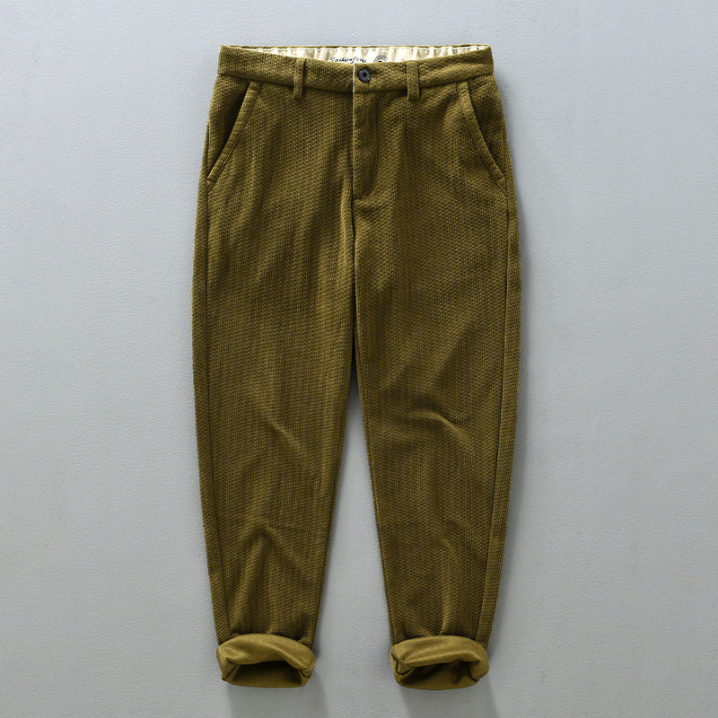 Pantalones casuales ajustados de pana retro para hombre