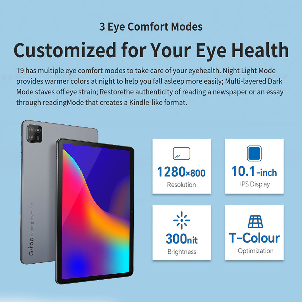 Tableta G-tab T9 Rockchip RK3562 de cuatro núcleos, 3 GB de RAM y 64 GB de ROM, 10,1 pulgadas, Android 14, color gris