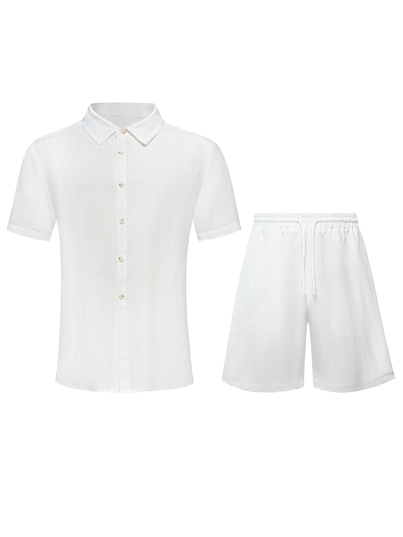 Men's Casual Formal Shirt And Shorts Set