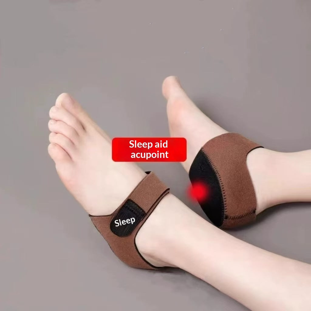 Plantillas de masaje de acupresión para el insomnio con calcetines de velcro para pies que favorecen el sueño.