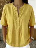 Solid Color Casual Pullover Short-Sleeve Shirt For Women