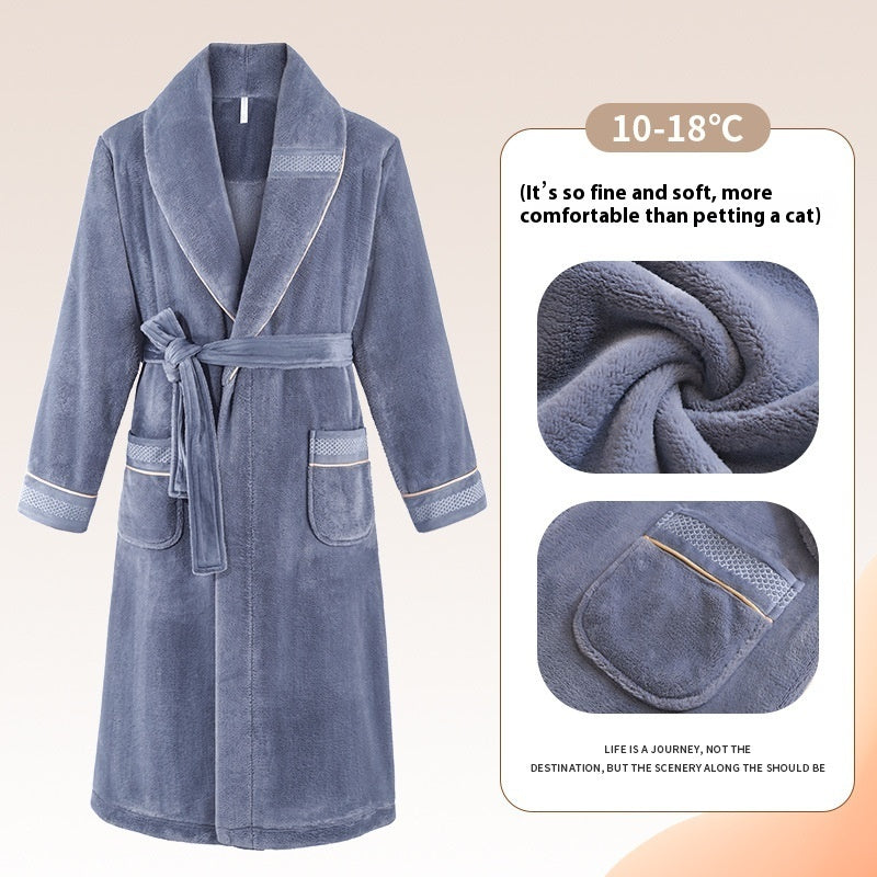 Pijama de invierno para hombre, de talla grande, con forro polar y fibra de leche, de longitud media