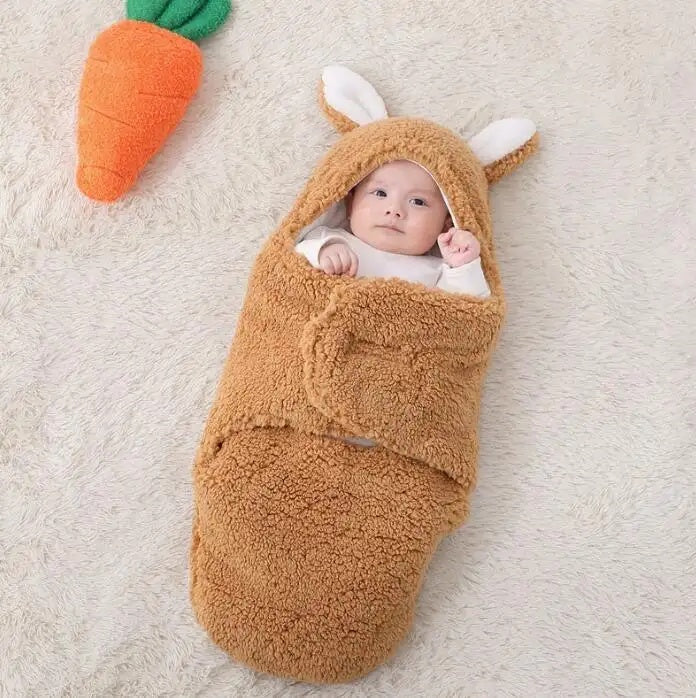 Saco de dormir supersuave para bebé, manta de forro polar esponjoso para recién nacidos, manta envolvente unisex para bebés recién nacidos, niños y niñas, con protección y soporte para la cabeza, saco de dormir portátil.