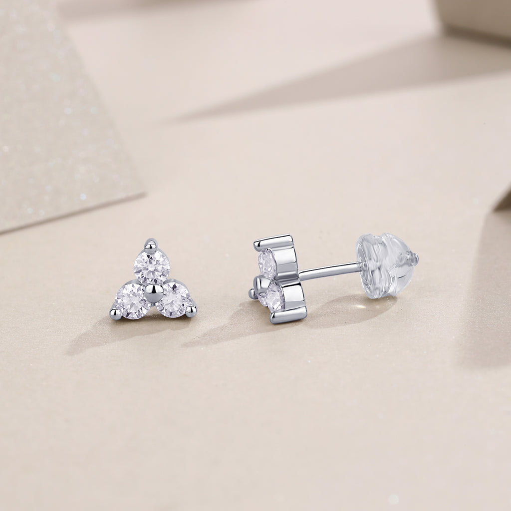 Pendientes de plata de ley S925 bañados en platino y con moissanita de alta calidad, joyería de lujo, ligera y moderna.