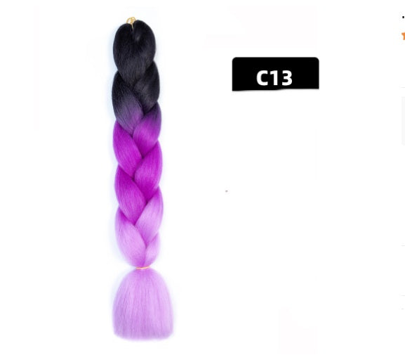 Peluca de seda africana de alta temperatura con fibra química y trenza grande en color degradado