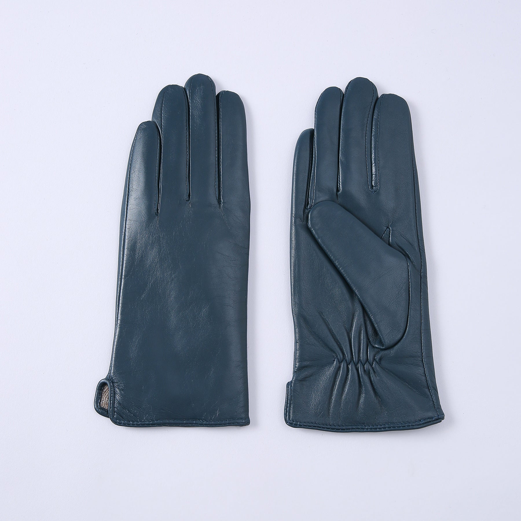 Guantes térmicos de cuero con forro polar de color liso para mujer