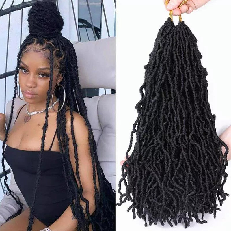 Peluca de fibra química de crochet con lombriz de tierra