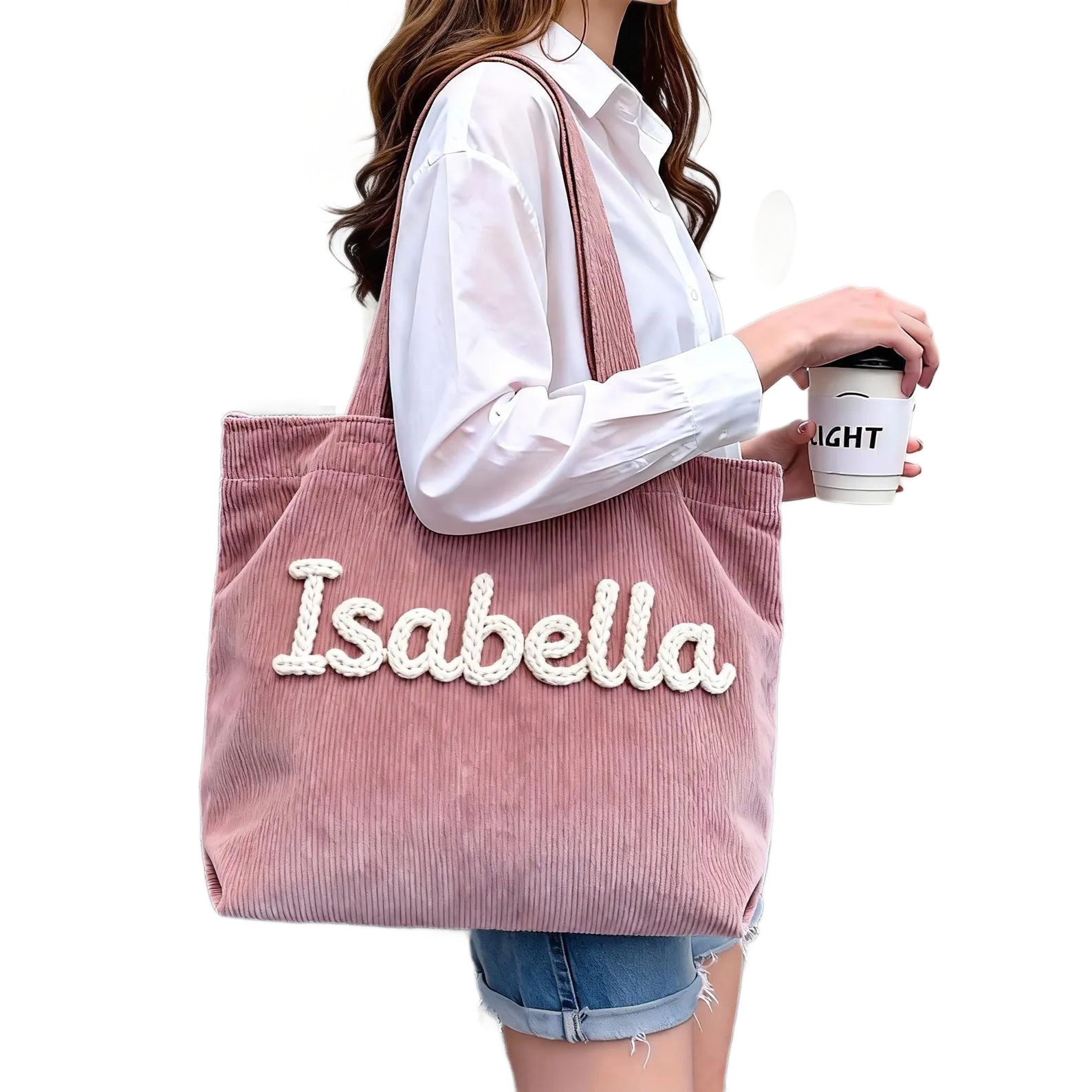 Bolso de mano informal de pana para mujer, moderno, minimalista y a la moda.
