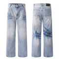 Mens Retro Washed Bleached And Distressed Lightning-Stripe Bamboo-Grain Pants