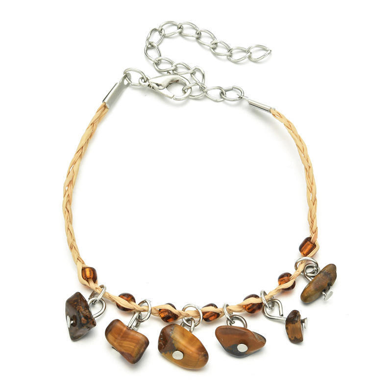 Raffia Pebble Bracelet, Hand-woven Bracelet, Raffia Anklet