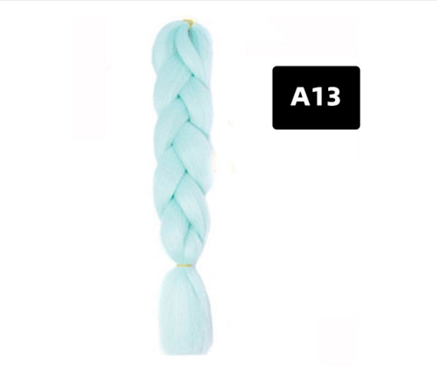 Peluca de seda africana de alta temperatura con fibra química y trenza grande en color degradado