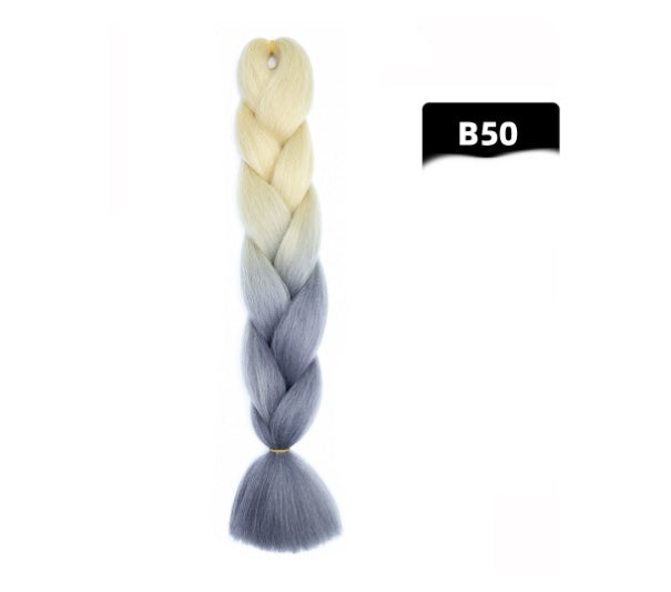 Peluca de seda africana de alta temperatura con fibra química y trenza grande en color degradado