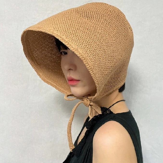 Sombrero de pescador de ala ancha y parte superior plana estilo francés para mujer