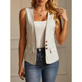 Blusa holgada de lino a rayas en blanco roto para mujer