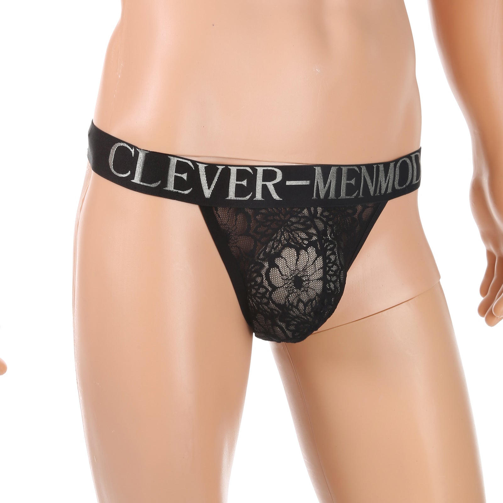 Tanga sexy de encaje de tiro bajo para hombre con diseño que deja el trasero al descubierto