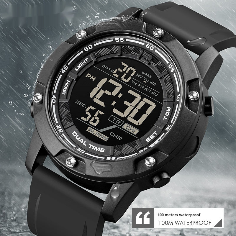 Reloj electrónico deportivo de silicona para hombre, multifuncional.