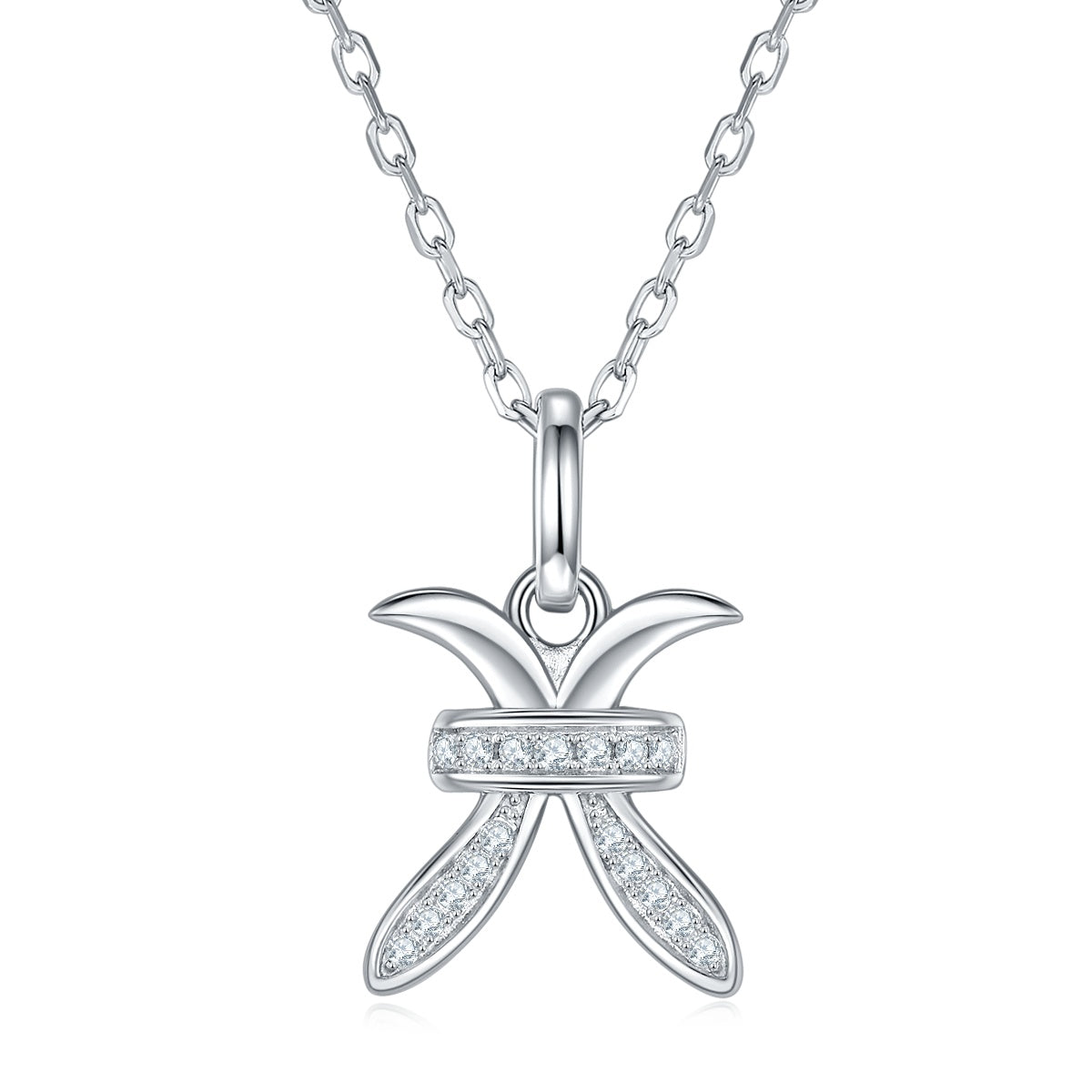 12 Zodiac Signs Pisces Set With Top quality Moissanite Luxurious And Fashionable Light Luxury Trend Jewelry Silver Necklace Pendant Silver plated Platinum